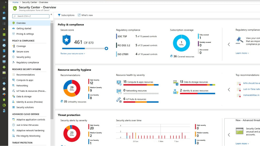 Evalúe sus medidas de seguridad con rapidez mediante Puntuación de seguridad. Esta característica proporciona recomendaciones con valores numéricos para ayudarle a clasificar las respuestas por orden de prioridad.