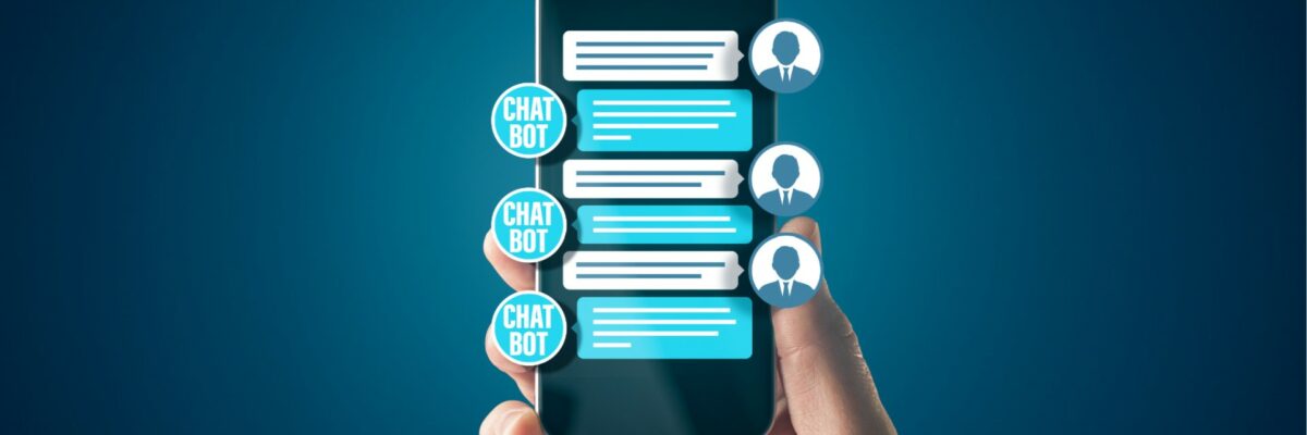 Chatbot smart phone artificial intelligence communication concept. Chatbot is new trend in B2C communication with conversational AI application.